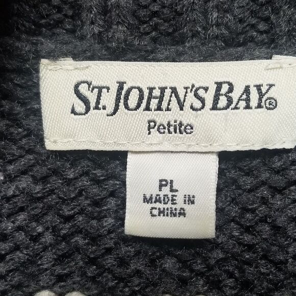 St Johns Bay Wmns Sz PL Petite Open Front Cardigan Sweater Blue Brown Gray - Picture 2 of 5